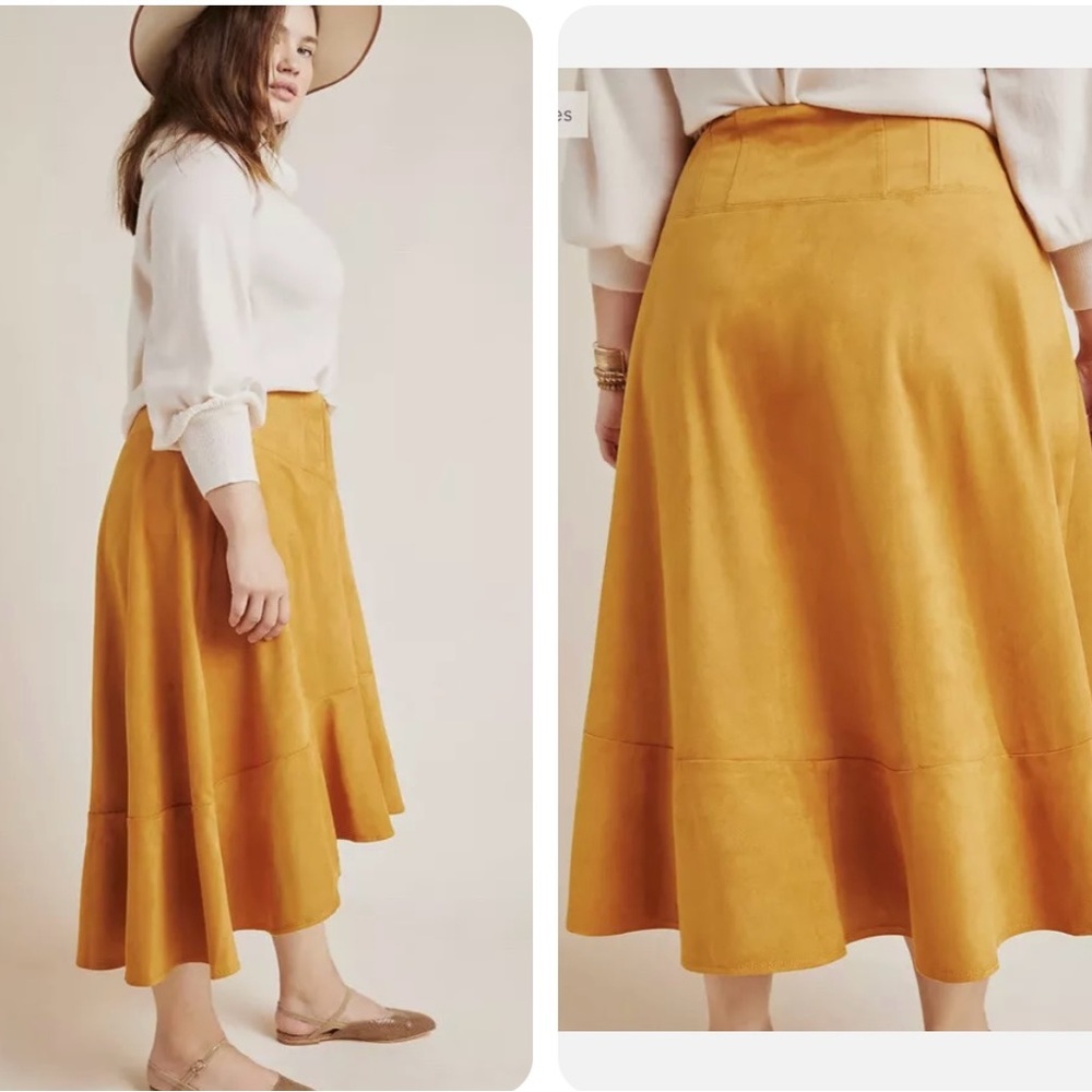 Anthropologie Maeve Cosima Flounced Midi Skirt in Size 14